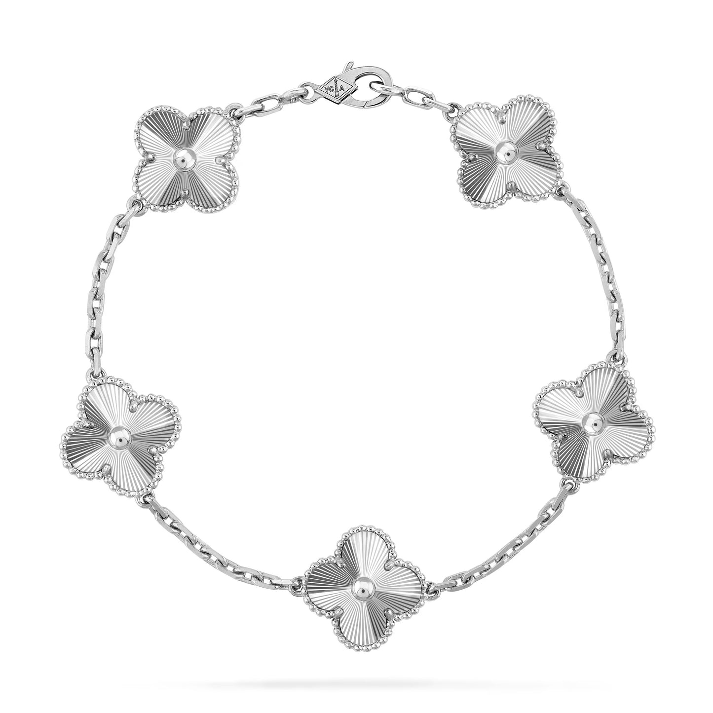 PULSERA VAN CLEEF ORO BLANCO GRABADO GUILLOCHÉ 5 MOTIVOS
