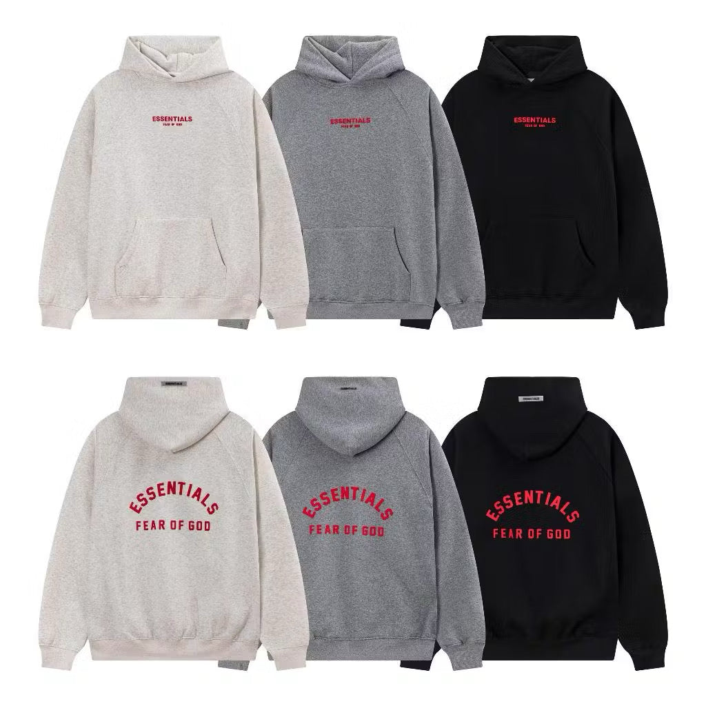 ESSENTIALS RED LOGO HOODIE