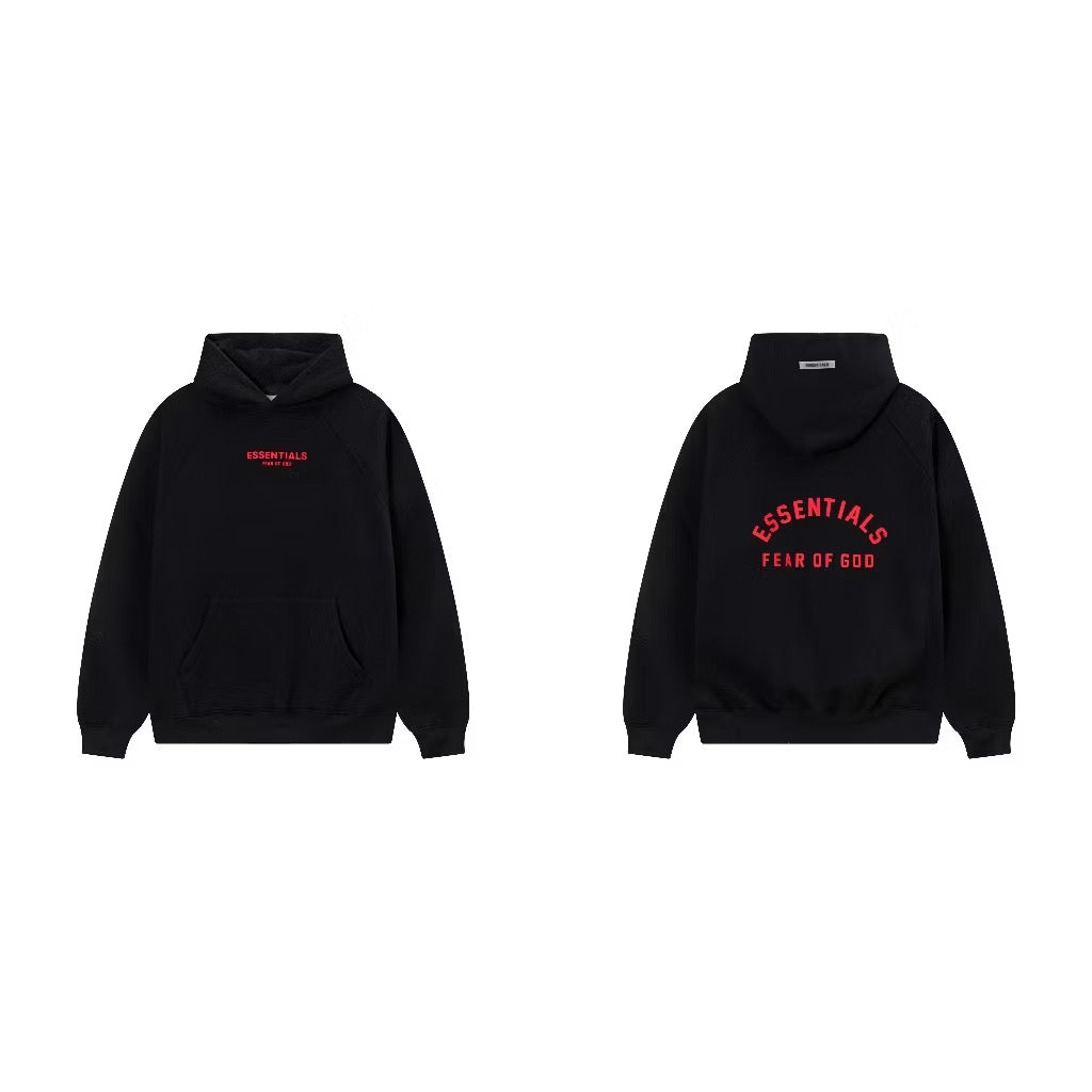 ESSENTIALS RED LOGO HOODIE