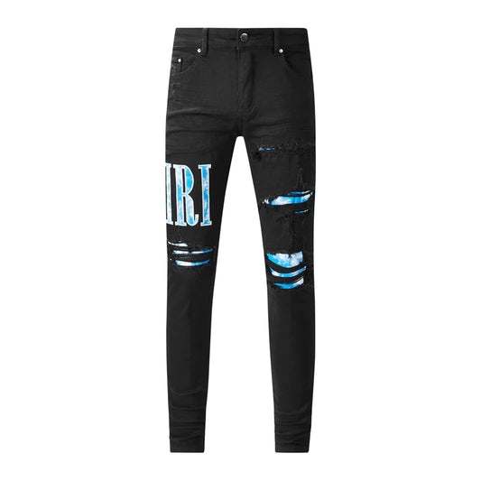 AMIRI SKINNY JEANS BLACK/BLUE - VICE