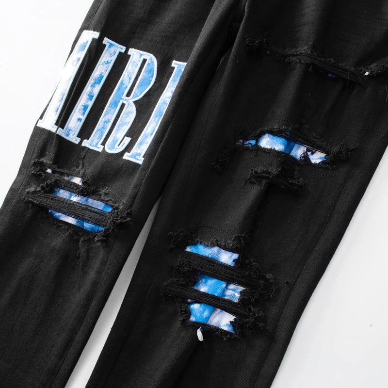 AMIRI SKINNY JEANS BLACK/BLUE - VICE